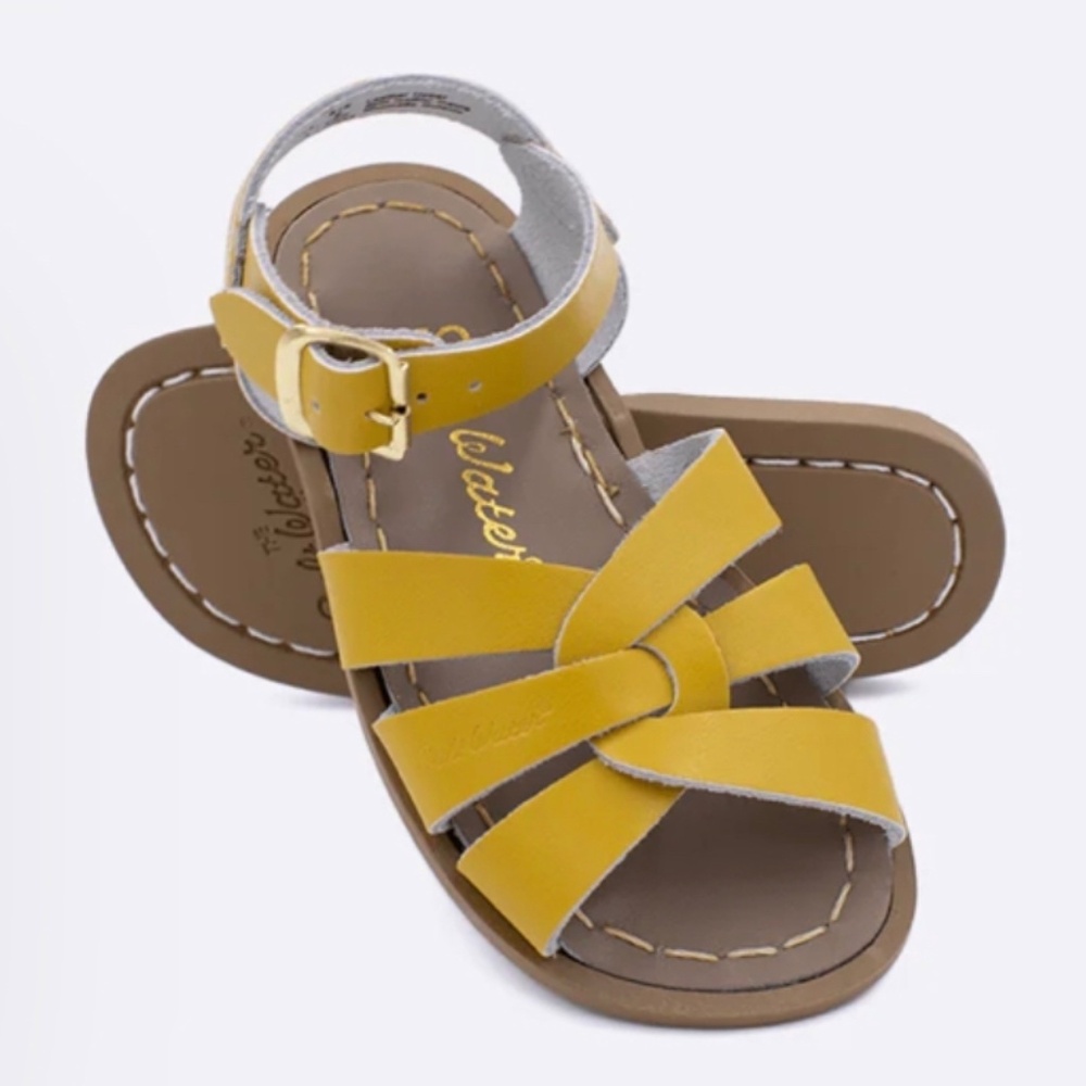 Saltwater Sun-San Kids Sandals Sz 5 Leather Classic Hoy Shoe USA yellow 18 m